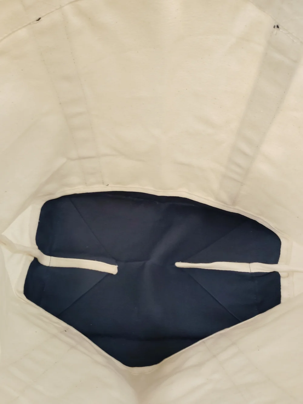 Cruise One Large Canvas Shoulder Tote in Cream and Navy